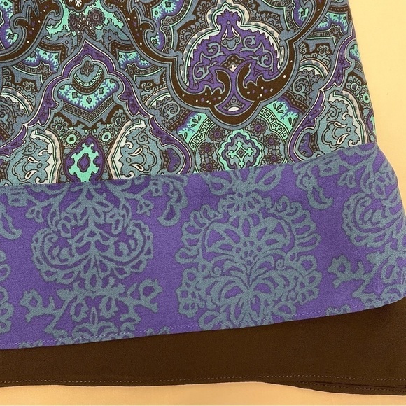 Tahari Turquoise and Black Halter Top Women’s Size XS Two-Tiered Ties at Neck - Picture 6 of 15
